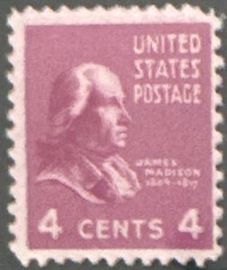 Scott #808 1938 4¢ Presidential Series James Madison MNH OG