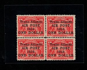 Newfoundland #C2 #C2a #C2b #C2ii Very Fine Mint Hinged Block *With Certificate*