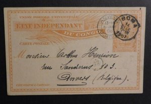 1907 Belgian Congo Postal Stationery Postcard Cover Bona to Anvers Belgium