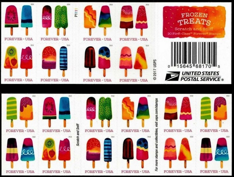 2018 US STAMP - FROZEN TREATS - FOREVER BOOKLET OF 20 - SC# 5285-5294