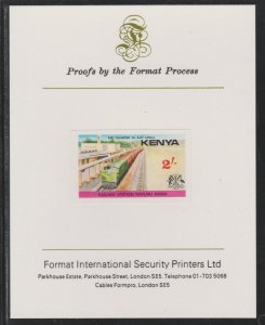 KENYA 1976 RAILWAY TRANSPORT  imperf on FORMAT INT PROOF CARD