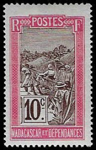 Madagascar - Malagasy Rep. #84 Unused H; 10c Transport by Sedan Chair (1908)