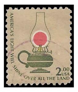 #1611 $2.00 Americana Issue Kerosene Table Lamp 1978 Used