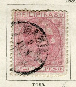 PHILIPPINES; 1880 early classic Alfonso issue fine used 2c. value