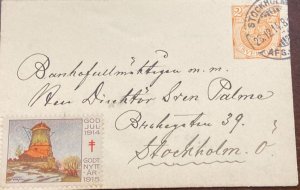 D)1910, SWEDEN, LETTER WITH NATIONAL SHIELD STAMP 2ÖRE ORANGE, MILL, XF