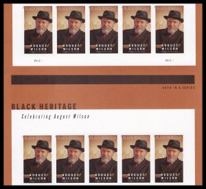 US 5555a Black Heritage August Wilson imperf NDC header gutter block 10 MNH 2021