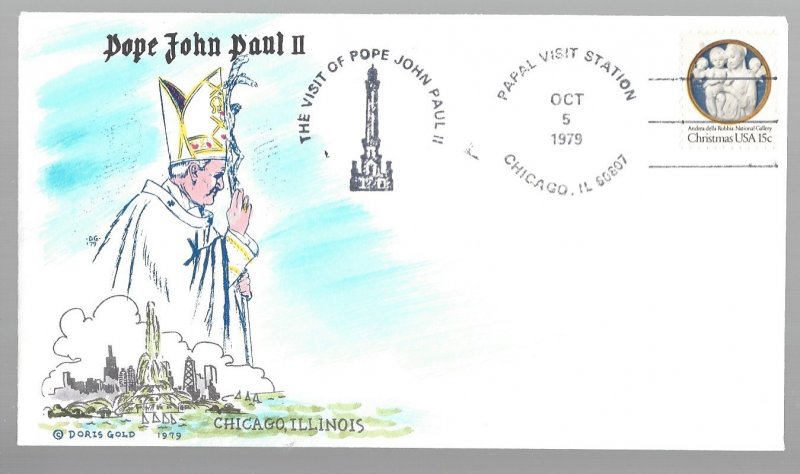 United States, 1768, Visit Pope John Paul II Doris Gold Souvenir Cover, Used #2