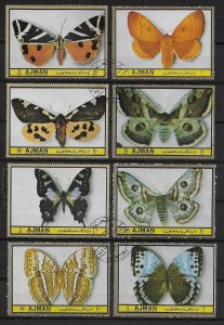 Ajman  1972  Butterflies  --  Darkness series -- set of 8  CTO