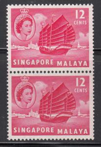 Singapore 1955 Sc 35 QEII 12c MNH pair