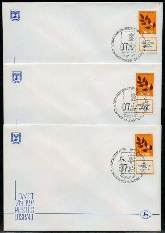 ISRAEL 1987  LOT OF  10  SPECIAL CANCEL OFFICIAL COVERS AS SHOWN