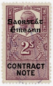 (I.B) George V Revenue : Ireland Contract Note 2/- (Free State OP)