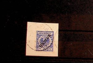 GERMAN COLONIES - SAMOA Sc 54 USED ISSUE OF 1900 - OVERPRINT ON 20PF - ON CUT