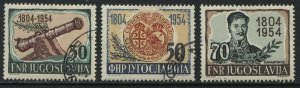 Yugoslavia 1954 partial set of 3 used