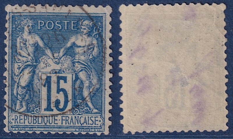 France - 1877 - Scott #92 - used - Peace and Commerce Sage