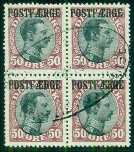 DENMARK #Q7 (PF5) 50ore claret & black, Blk, used w/oval Ferry cxl, Nielsen cert