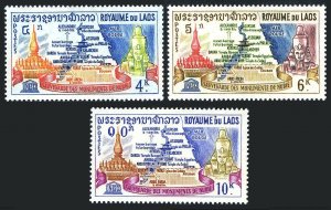 Laos 89-91, 91a, MNH. Mi 136-138, Bl.33. UNESCO, Temple That Luang, Ramses II.