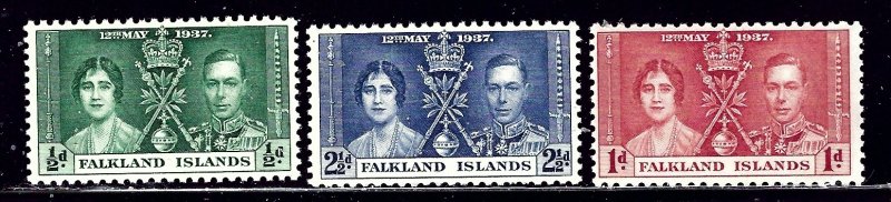 Falkland Is 81-83 MNH 1937 KGVI Coronation    (ap2304)