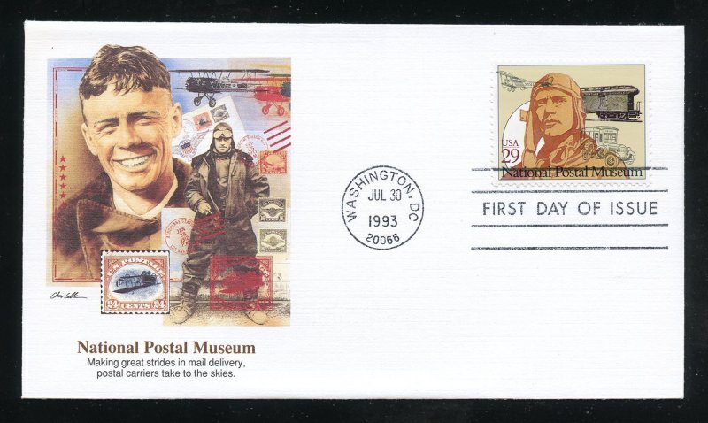 US 2781 National Postal Museum Lindbergh & Railway UA Fleetwood cachet FDC