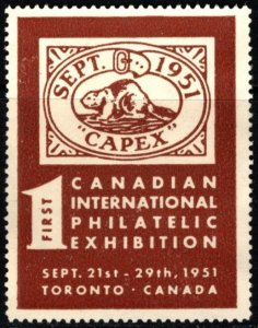 1951 Canada Poster Stamp Canadian International Philatelic Exhibition Toronto