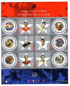 Canada Sc 1885 2001 NHL All Stars stamp sheet mint NH