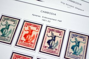 COLOR PRINTED FRENCH SE ASIA 1886-1956 STAMP ALBUM PAGES (32 illustrated pages)