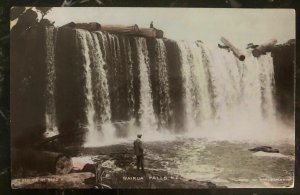 1908 Christchurch New zealand RPPC Postcard Cover Grand Rapids USA Wairua Falls