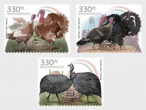 Hungary 2024 Indigenous Hungarian Poultry Breeds Turkeys set of 3 stamps MNH