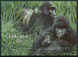 Guernsey 2007 MNH Wild Animals Stamps Moutain Gorillas Endangered Species 1v M/S