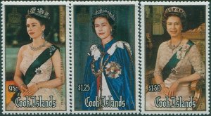 Cook Islands 1986 SG1065-1067 60th birthday QEII set MLH