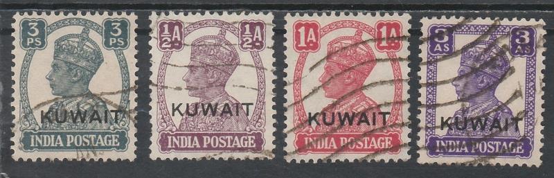 KUWAIT 1945 KGVI 3P 1/2A 1A AND 3A USED