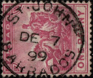 BARBADOS - 1899 -  ST-JOHN / BARBADOS  date stamp on SG107 - Ref.833c