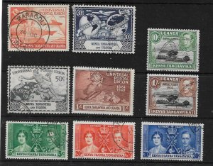 KENYA,UGANDA+TANGANYIKA 1937 - 1952 COMMEMORATIVE SETS FINE USED Cat £11.90