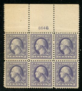 #529 TOP PLATE NO. BLOCK OF 6 VF-XF OG NH   ⭐⭐⭐⭐⭐