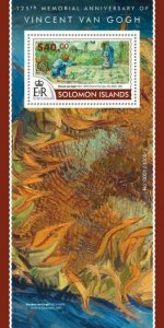 Solomon Islands Art Stamps 2015 MNH Vincent Van Gogh Sunflowers Paintings 1v S/S