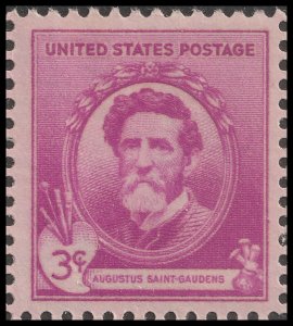 US 886 Famous Americans Artists Augustus Saint-Gaudens 3c single MNH 1940
