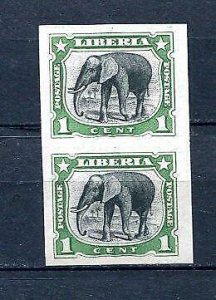 Liberia 1906 Elephant 1c Imperf Pair MNG as issued 10196