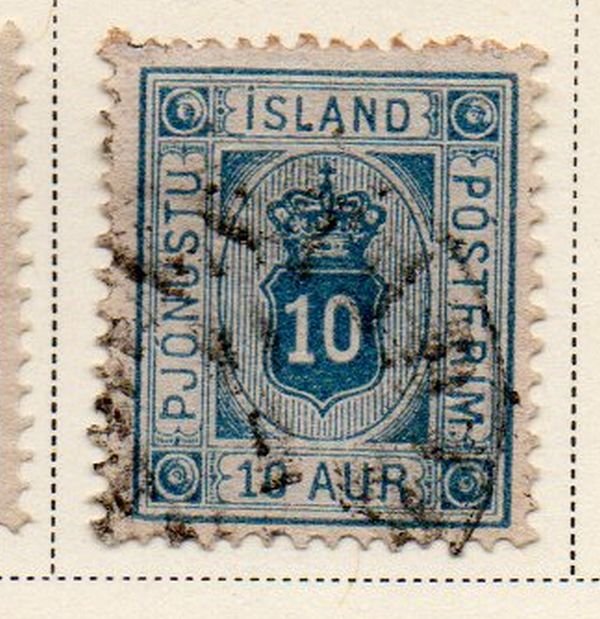 Iceland Sc O6 1876 10 aur blue official stamp used