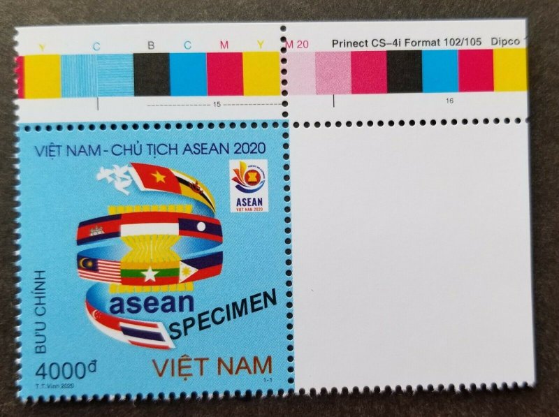 Vietnam Chairmanship ASEAN 2020 Flag Malaysia Thailand stamp color MNH *Specimen 