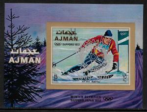 Ajman Mi #Block322B MNH IMP S/Sheet - Skiing With Rotary Overprint