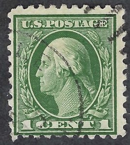 United States #462 1¢ George Washington (1916). Green. Perf. 10 x 10. Used.