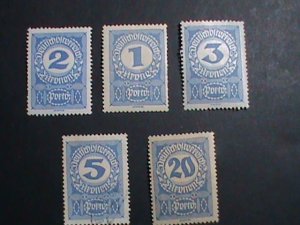AUSTRIA STAMP-1920-SC#84//92  POSTAGE DUE STAMPS- MINT-100 YEARS OLD
