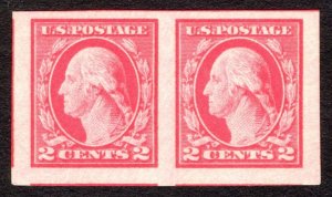 1916, US 2c, Washington, MNH pair, Superb, Sc 482