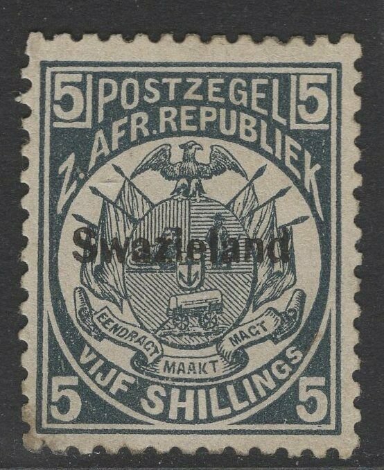 SWAZILAND SG8 1890 5/= SLATE-BLUE p12½ SMALL STAIN MTD MINT WITH CERTIFICATE