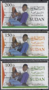 SUDAN # 538-40 CPL MNH SET PALESTINAN INTIFADA with MOHAMMED Al-DURA, KILLED