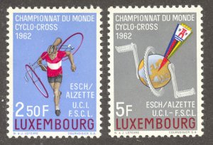 Luxembourg Scott 384-85 Unused LHOG - 1962 Intl Cross Country Bicycle Race