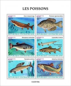 2023/01 - CENTRAL AFRICAN - FISHES             6V  complet set    MNH **