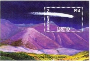 Lesotho 1986 - Halleys Comet Space - Souvenir Stamp Sheet - Scott #530 - MNH
