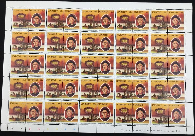 ST Vincent Columbus Fruit Imperf Perf Sheets x 6 MNH(150 Stamps) BLK70