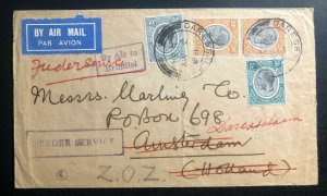 1934 Daressalam Tanganyka KUT Airmail Cover To Amsterdam Holland Feeder Service