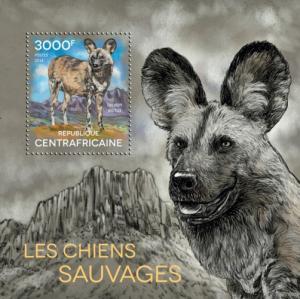 CENTRAFRICAINE 2014 SHEET WILD DOGS WILDLIFE